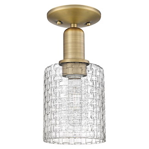 Cobbleskill - 1 Light Basketweave Semi-Flush Mount-10.5 Inch Tall and 5 Inch Wide - 1387841