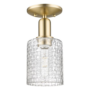 Cobbleskill - 1 Light Basketweave Semi-Flush Mount-10.5 Inch Tall and 5 Inch Wide - 1387841