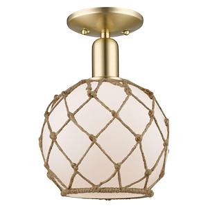 Farmhouse Rope - 1 Light Semi-Flush Mount-11.5 Inch Tall and 8 Inch Wide - 1387832