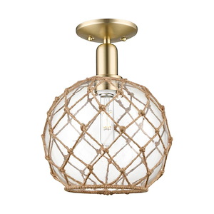 Farmhouse Rope - 1 Light Semi-Flush Mount-13.5 Inch Tall and 10 Inch Wide - 1387823