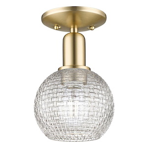 Athens - 1 Light Basketweave Semi-Flush Mount-9.63 Inch Tall and 5.88 Inch Wide - 1387866