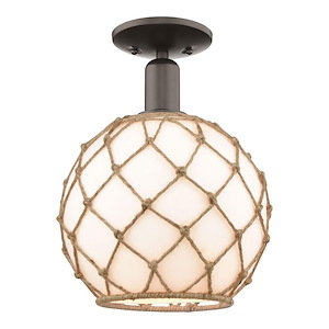 Farmhouse Rope - 1 Light Semi-Flush Mount-13.5 Inch Tall and 10 Inch Wide - 1387823