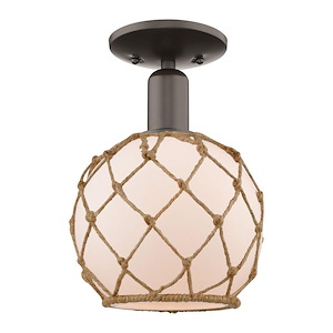 Farmhouse Rope - 1 Light Semi-Flush Mount-11.5 Inch Tall and 8 Inch Wide - 1387832