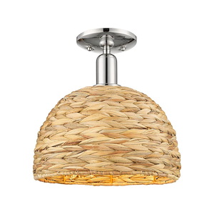 Woven Rattan - 1 Light Semi-Flush Mount-12 Inch Tall and 12 Inch Wide - 1387899