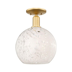 White Mouchette - 1 Light Semi-Flush Mount-13 Inch Tall and 10 Inch Wide - 1387809