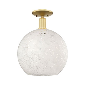 White Mouchette - 1 Light Semi-Flush Mount-15 Inch Tall and 12 Inch Wide - 1387878