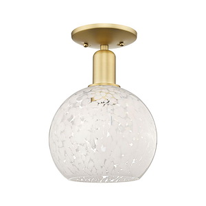 White Mouchette - 1 Light Semi-Flush Mount-11.25 Inch Tall and 8 Inch Wide - 1387828
