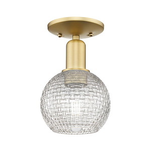 Athens - 1 Light Basketweave Semi-Flush Mount-9.63 Inch Tall and 5.88 Inch Wide - 1387866