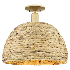 Woven Rattan - 1 Light Semi-Flush Mount-14.5 Inch Tall and 15.75 Inch Wide - 1387860