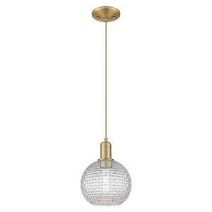 Athens - 1 Light Basketweave Cord Hung Mini Pendant-10.83 Inch Tall and 8 Inch Wide - 1387902