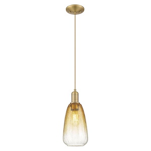 Brookhaven Almond - 1 Light Cord Hung Mini Pendant-13.83 Inch Tall and 6 Inch Wide - 1427193
