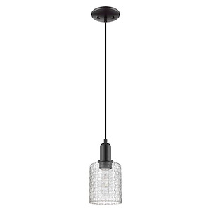 Cobbleskill - 1 Light Basketweave Cord Hung Mini Pendant-9.83 Inch Tall and 5 Inch Wide - 1387946
