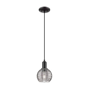 Athens Deco Swirl - 1 Light Cord Hung Mini Pendant-8 Inch Tall and 5.88 Inch Wide - 1374044