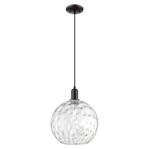 Athens Water Glass - 1 Light Cord Hung Mini Pendant-14.33 Inch Tall and 12 Inch Wide - 1387916