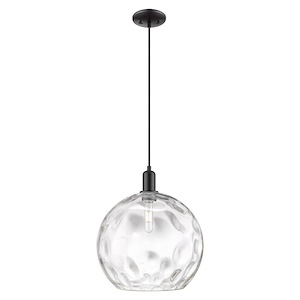 Athens Water Glass - 1 Light Cord Hung Mini Pendant-15.95 Inch Tall and 13 Inch Wide - 1387901
