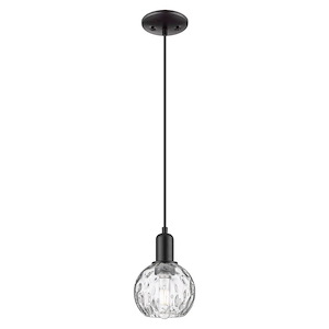 Athens Water Glass - 1 Light Cord Hung Mini Pendant-8.83 Inch Tall and 6 Inch Wide - 1387887