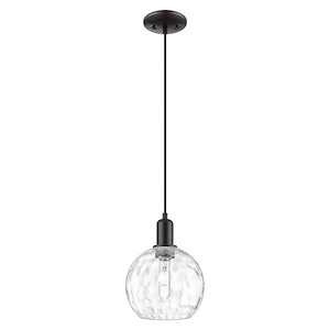 Athens Water Glass - 1 Light Cord Hung Mini Pendant-10.83 Inch Tall and 8 Inch Wide - 1387908