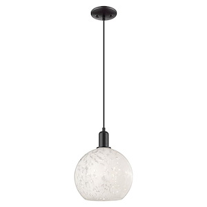White Mouchette - 1 Light Cord Hung Mini Pendant-12.58 Inch Tall and 10 Inch Wide - 1387909