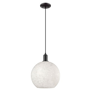 White Mouchette - 1 Light Cord Hung Mini Pendant-14.33 Inch Tall and 12 Inch Wide - 1387918