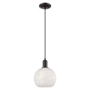 White Mouchette - 1 Light Cord Hung Mini Pendant-10.83 Inch Tall and 8 Inch Wide - 1387924