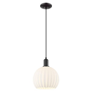 White Venetian - 1 Light Cord Hung Mini Pendant-12.58 Inch Tall and 10 Inch Wide - 1387919