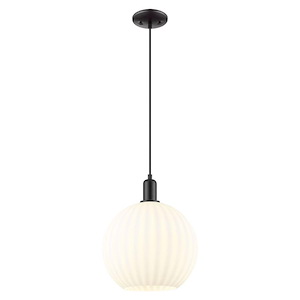 White Venetian - 1 Light Cord Hung Mini Pendant-14.33 Inch Tall and 12 Inch Wide - 1387903