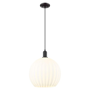 White Venetian - 1 Light Cord Hung Mini Pendant-17.45 Inch Tall and 13.75 Inch Wide - 1387865