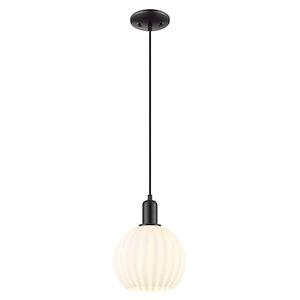 White Venetian - 1 Light Cord Hung Mini Pendant-10.83 Inch Tall and 8 Inch Wide - 1387893