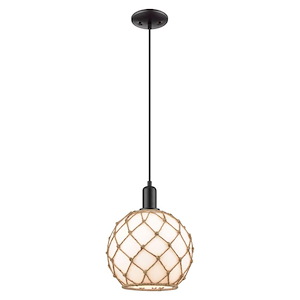 Farmhouse Rope - 1 Light Cord Hung Mini Pendant-12.83 Inch Tall and 10 Inch Wide - 1387863