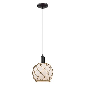 Farmhouse Rope - 1 Light Cord Hung Mini Pendant-10.83 Inch Tall and 8 Inch Wide - 1387877