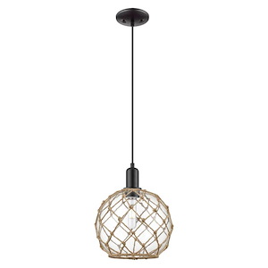 Farmhouse Rope - 1 Light Cord Hung Mini Pendant-12.83 Inch Tall and 10 Inch Wide - 1387863