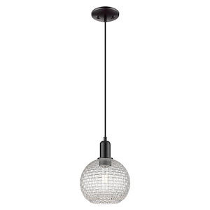 Athens - 1 Light Basketweave Cord Hung Mini Pendant-10.83 Inch Tall and 8 Inch Wide - 1387902