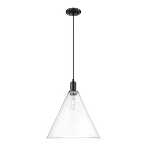 Berkshire Glass - 1 Light Cord Hung Mini Pendant-17.83 Inch Tall and 16 Inch Wide - 1387963
