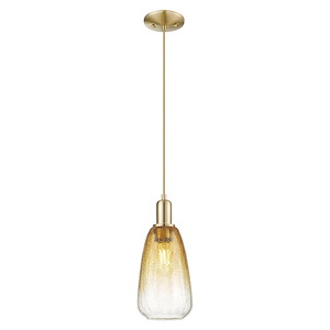 Brookhaven Almond - 1 Light Cord Hung Mini Pendant-13.83 Inch Tall and 6 Inch Wide - 1427142