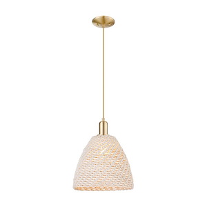 Bristol Natural - 1 Light Cord Hung Mini Pendant-14.2 Inch Tall and 11.75 Inch Wide - 1427147