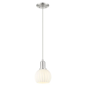 White Venetian - 1 Light Cord Hung Mini Pendant-8.83 Inch Tall and 6 Inch Wide - 1387917