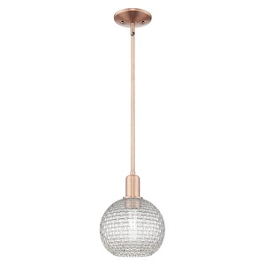 Athens - 1 Light Basketweave Stem Hung Mini Pendant-10.63 Inch Tall and 8 Inch Wide - 1387955