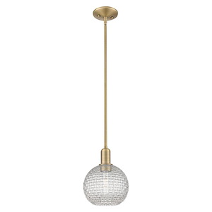 Athens - 1 Light Basketweave Stem Hung Mini Pendant-10.63 Inch Tall and 8 Inch Wide - 1387955