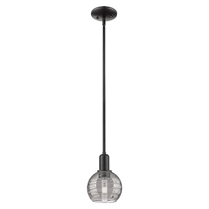 Athens Deco Swirl - 1 Light Stem Hung Mini-Pendant-5.88 Inch Wide and 8 Inch Tall - 1372722