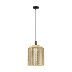 Bridal Veil - 1 Light Stem Hung Mini Pendant-18 Inch Tall and 12 Inch Wide - 1373991
