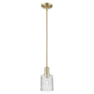 Cobbleskill - 1 Light Basketweave Stem Hung Mini Pendant-9.63 Inch Tall and 5 Inch Wide - 1387964