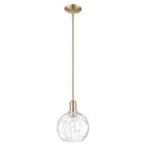 Athens Water Glass - 1 Light Stem Hung Mini Pendant-10.63 Inch Tall and 8 Inch Wide - 1387954