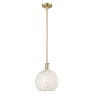 White Mouchette - 1 Light Stem Hung Mini Pendant-12.38 Inch Tall and 10 Inch Wide - 1387942