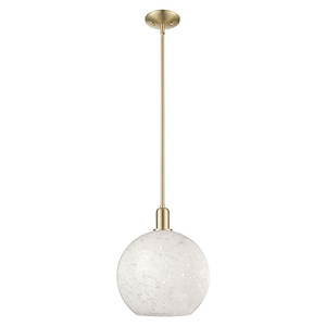 White Mouchette - 1 Light Stem Hung Mini Pendant-14.13 Inch Tall and 12 Inch Wide - 1387957