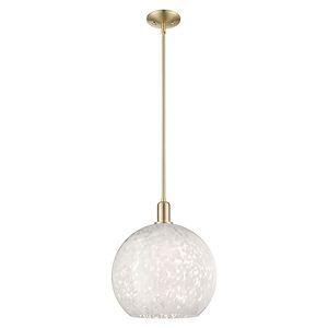 White Mouchette - 1 Light Stem Hung Mini Pendant-17.25 Inch Tall and 13.75 Inch Wide - 1387980