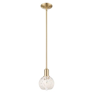 White Mouchette - 1 Light Stem Hung Mini Pendant-8.63 Inch Tall and 6 Inch Wide - 1387986
