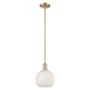 White Mouchette - 1 Light Stem Hung Mini Pendant-10.63 Inch Tall and 8 Inch Wide - 1387981