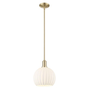 White Venetian - 1 Light Stem Hung Mini Pendant-12.38 Inch Tall and 10 Inch Wide - 1387965