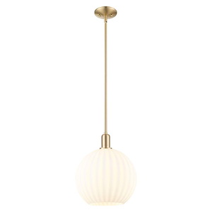 White Venetian - 1 Light Stem Hung Mini Pendant-14.13 Inch Tall and 12 Inch Wide - 1387970