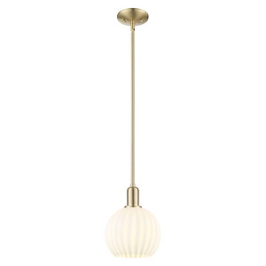White Venetian - 1 Light Stem Hung Mini Pendant-10.63 Inch Tall and 8 Inch Wide - 1387950